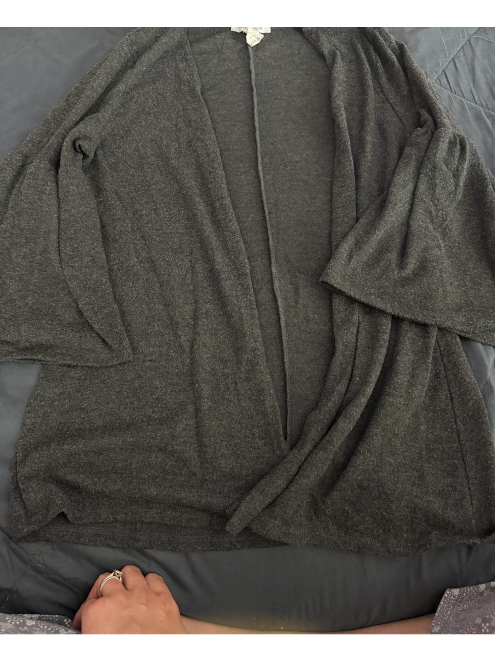 Purple Snow Charcoal Open-Front Knit Cardigan